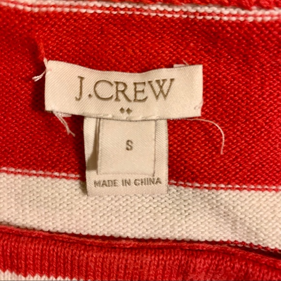 - 💜 Red and White Striped J. Crew Long Sleeved Top - Picture 2 of 5